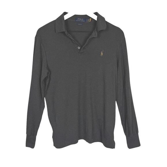 POLO Ralph Lauren Men's Classic Fit Charcoal Gray Long Sleeve Polo Shirt Small